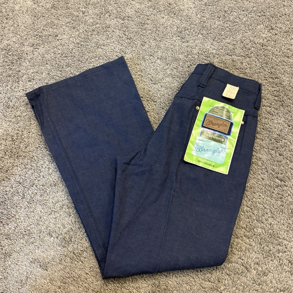 Vintage 70s Wrangler Fashions Bell Bottom Patch Pocket Flare Jeans 32x31 USA NOS